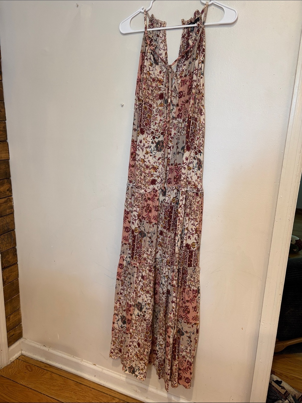 Drew Anthropologie Floral Halter Boho Hippie Maxi Dress in Pink size medium - Picture 3 of 5